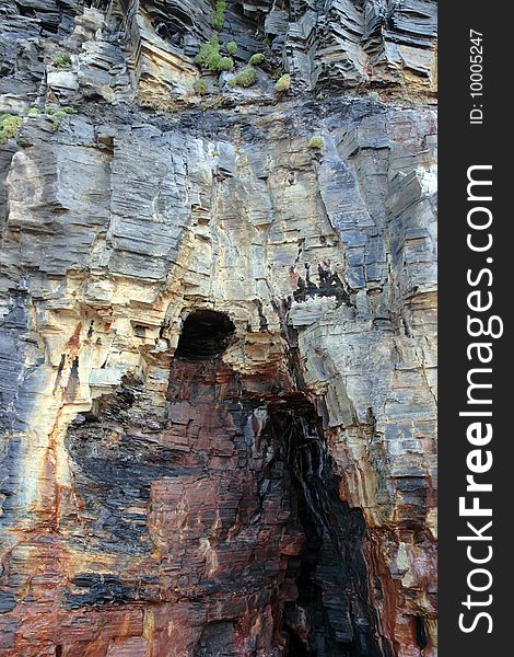 Cliff face cave
