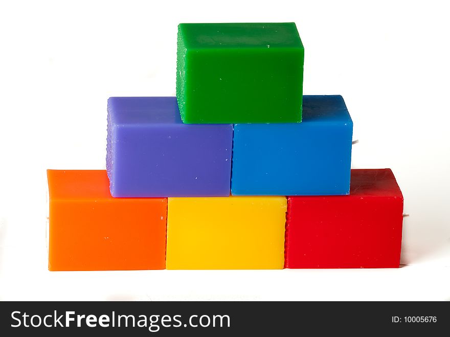 Group of colorful candles isolated in white backgr