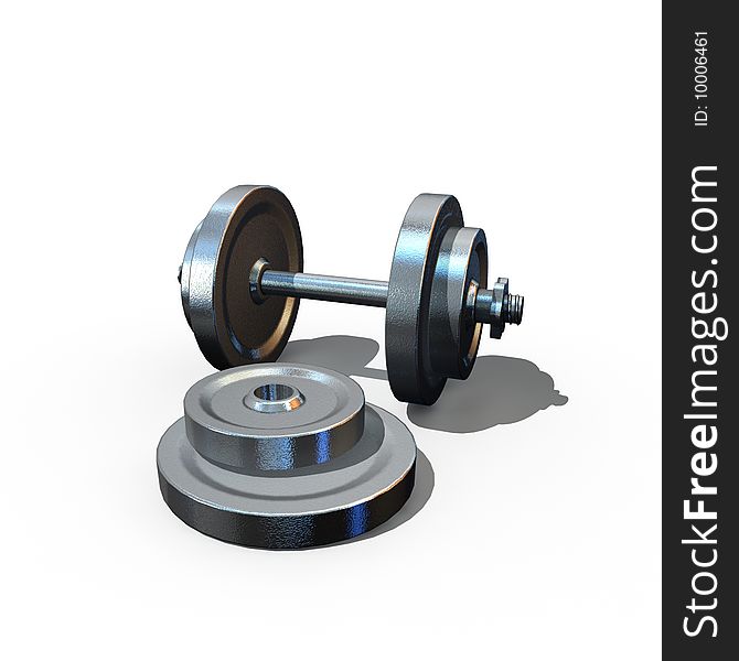 Isolated dumbbell on white background - 3d render