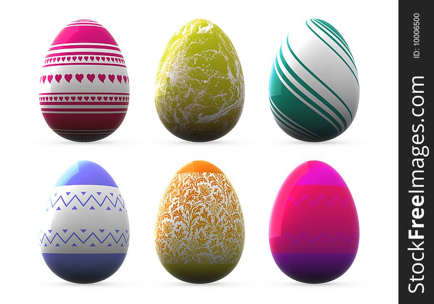 Different style easter eggs - isolated on white