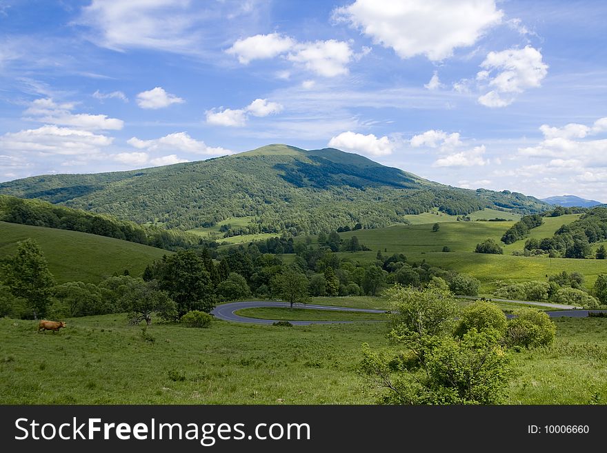 Top of Bieszczady Mountains National Park in Poland
