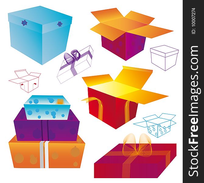 Many kinds of christmas gifts in one set in vector. Many kinds of christmas gifts in one set in vector