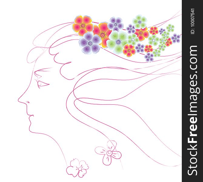 Abstract woman hair flower design