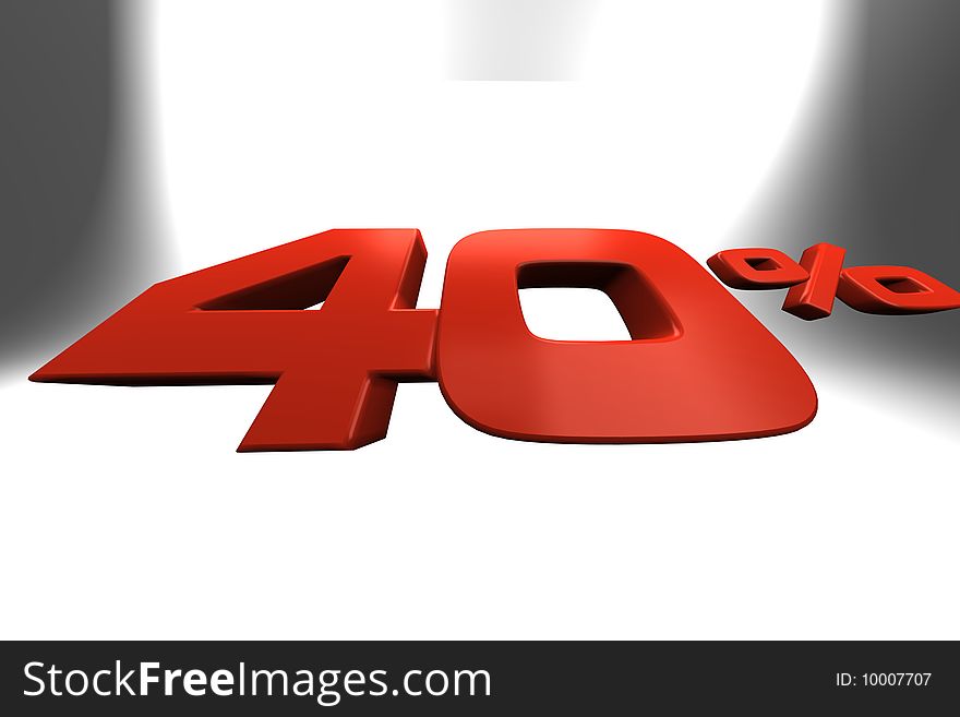 Forty percent 3D banner ideal for illustrate sale periods. Particular innovative forced perspective view.