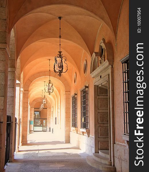 Light diffussed in an archway on Palma de Mallorca Parliament building. Light diffussed in an archway on Palma de Mallorca Parliament building