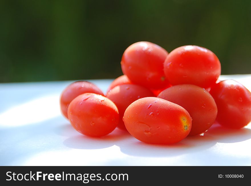 Cherry tomatoes on the sun