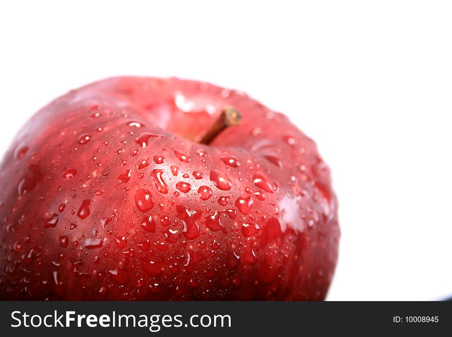 A wet apple in white background