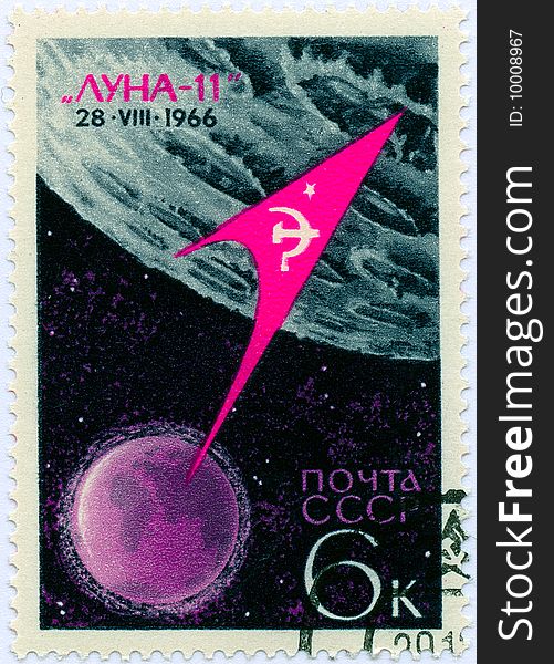 Vintage stamp about space exploration