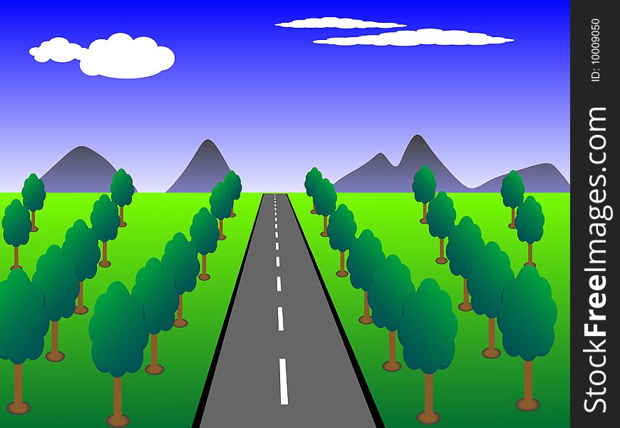 Country landscape with trees (eps file included)