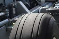 Close Up Of Airplane Wheel Profile Stock Photography