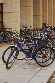 Bicycles At The Parking Lot Royalty Free Stock Photo Bicycles At The Parking Lot Royalty Free Stock Photo