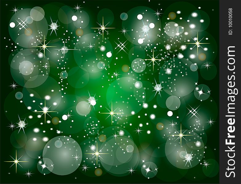 Illustration of a green christmas background with stars