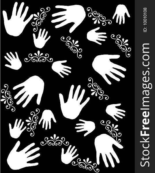 Human Hands Paint Black & White Background. Human Hands Paint Black & White Background