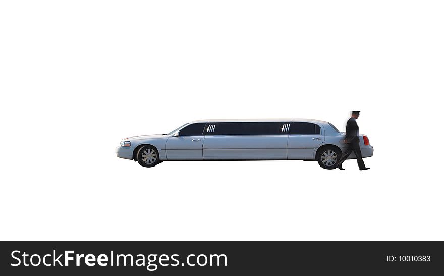 A limousine is on white background. A limousine is on white background