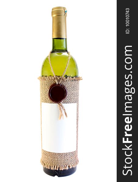 White wine bottle on a white background, it is isolated.