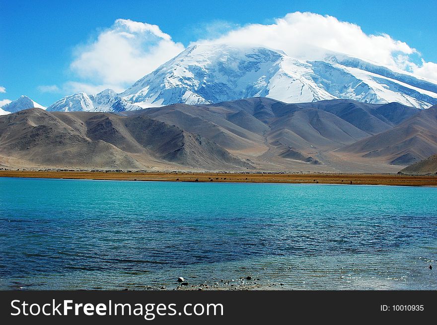 Scenery of Snow Mountains and a lake in Singkiang,China. Scenery of Snow Mountains and a lake in Singkiang,China