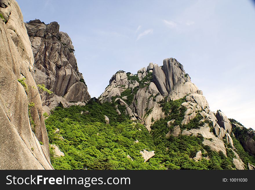 The worldwide famous peaks of Huangshan in China. The worldwide famous peaks of Huangshan in China
