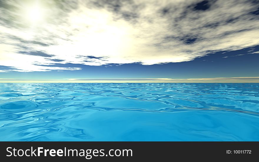 Beautiful sea landscape. 3d render