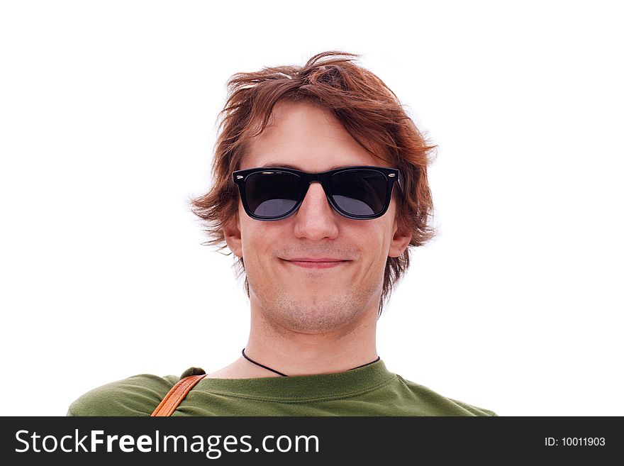 Young smiling positive guy with glases