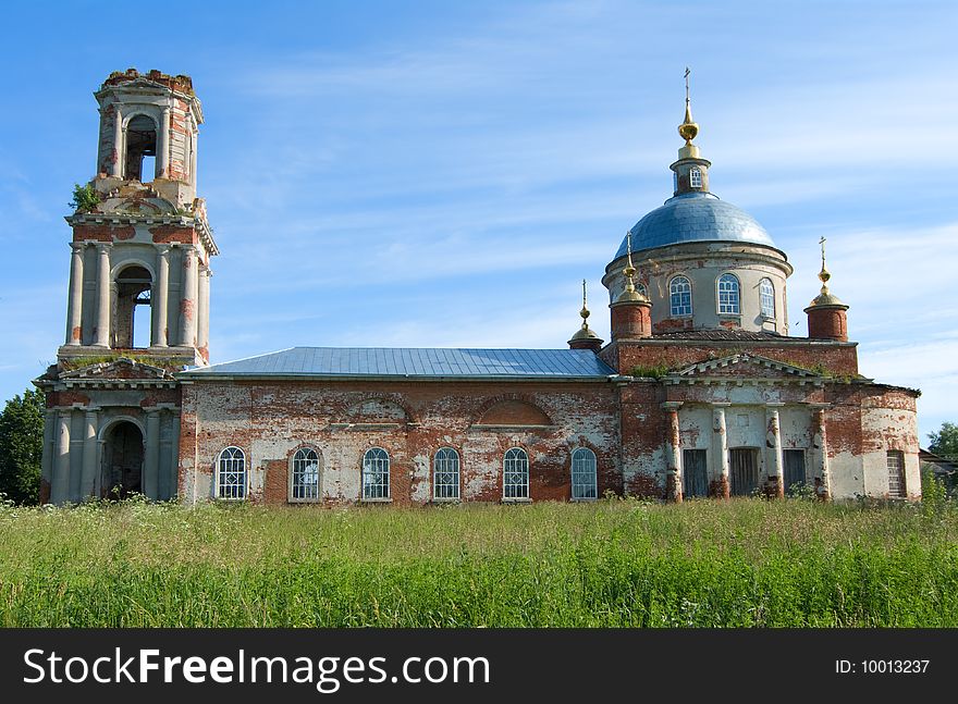 Dilapidated Church In Moscow Suburbs.