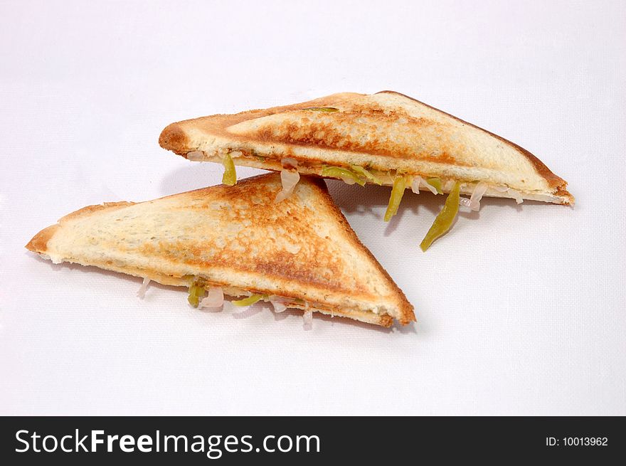 Vegetable sandwich isolated on a white background. Vegetable sandwich isolated on a white background