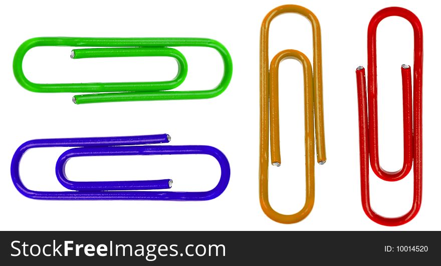 Colored Paper Clips Isolated On White