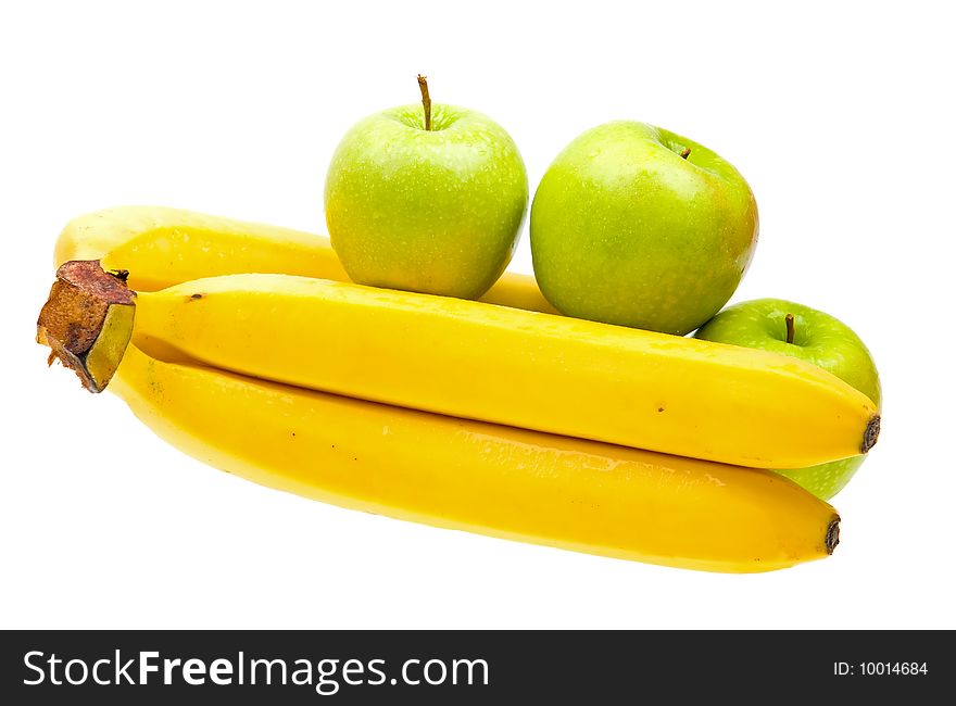 Close-up fresh fruits isolated on white background