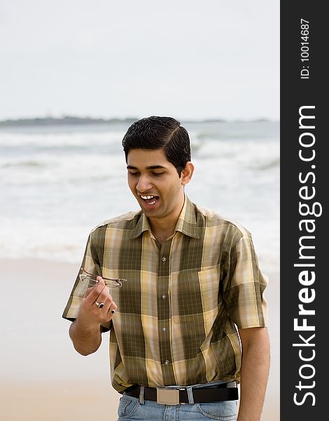 Boy enjoying at the lovely beach on send. Boy enjoying at the lovely beach on send