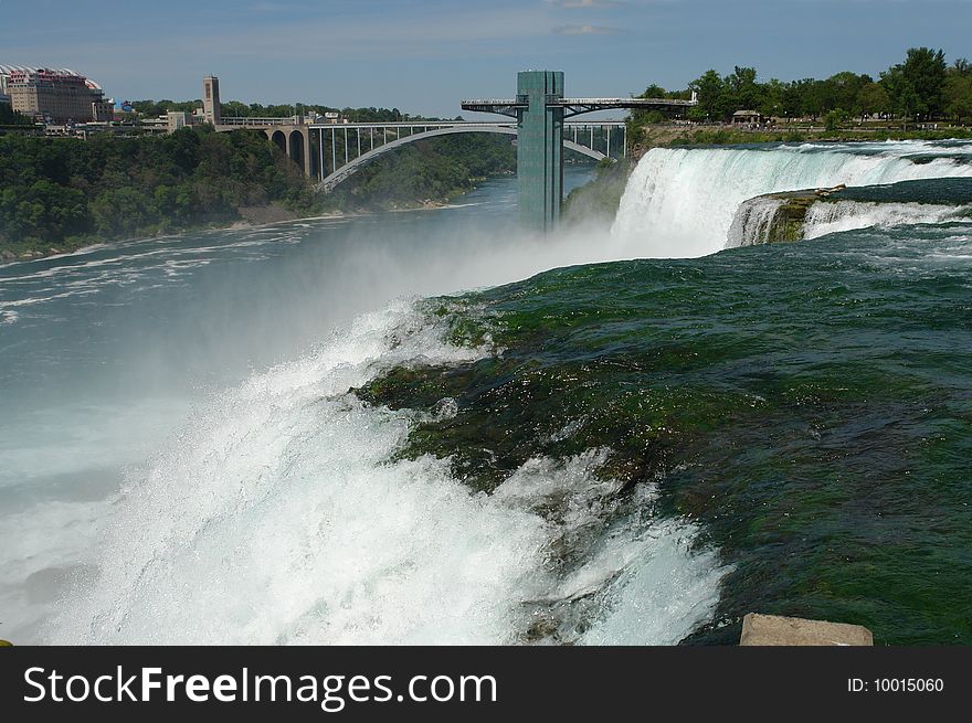 Niagara falls landscape with blue water