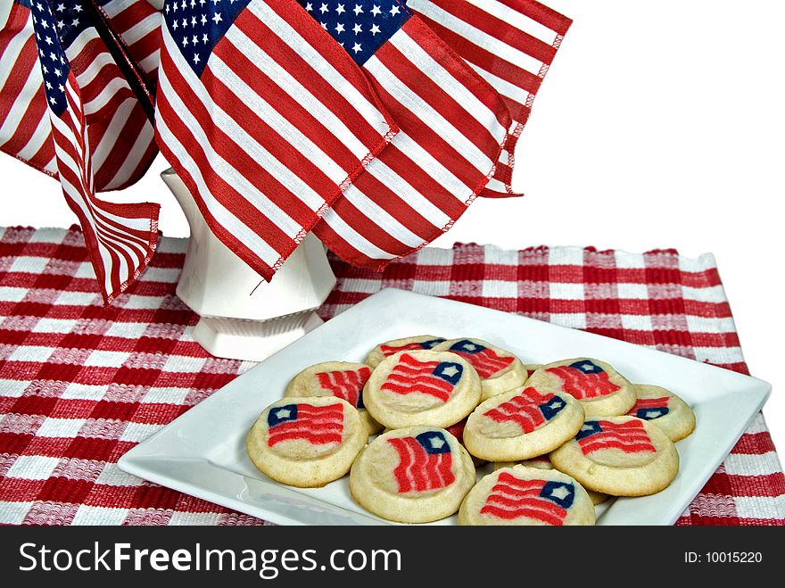 Holiday sugar cookies with a flag bouquet. Holiday sugar cookies with a flag bouquet.