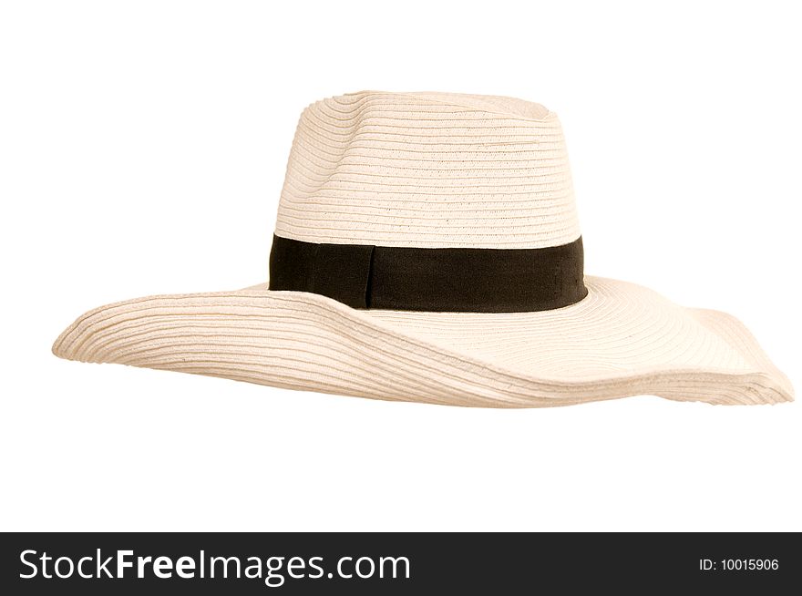 Big beide woman's hat from the sun with black hat-band