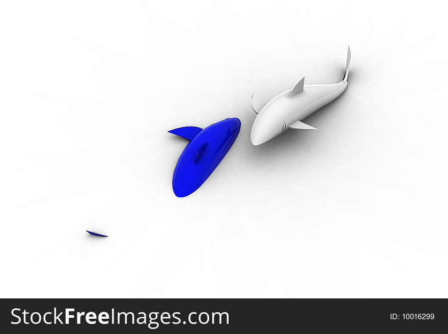 Pair of Ceramic Great White Sharks - 3D Render