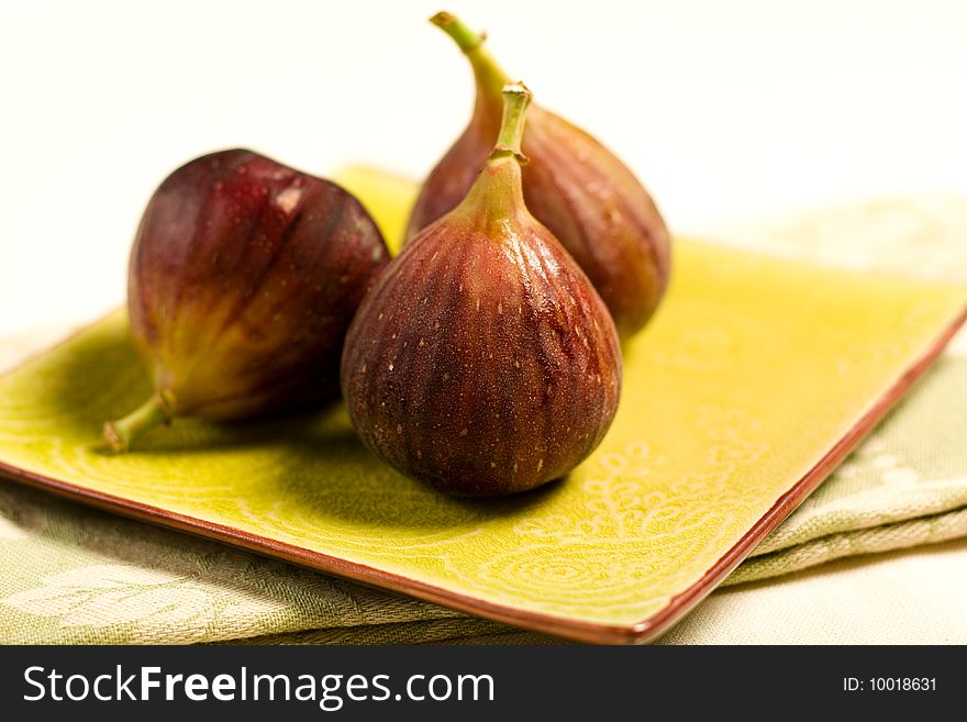 Golden figs resting on napkin. Golden figs resting on napkin