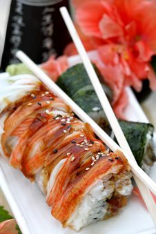 Sushi Rolls With Sake Set Royalty Free Stock Photos Sushi Rolls With Sake Set Royalty Free Stock Photos