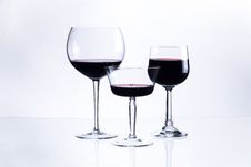 Three Glasses With Red Wine Stock Photography