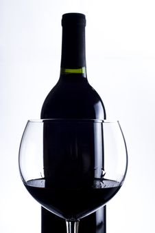 Glass Of Wine With Bottle Stock Images