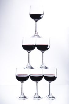 Five Glasses Of Red Wine Royalty Free Stock Images Five Glasses Of Red Wine Royalty Free Stock Images
