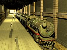 Old Train In Station Royalty Free Stock Photos