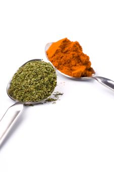 Spoons With Ground Spices Royalty Free Stock Images Spoons With Ground Spices Royalty Free Stock Images