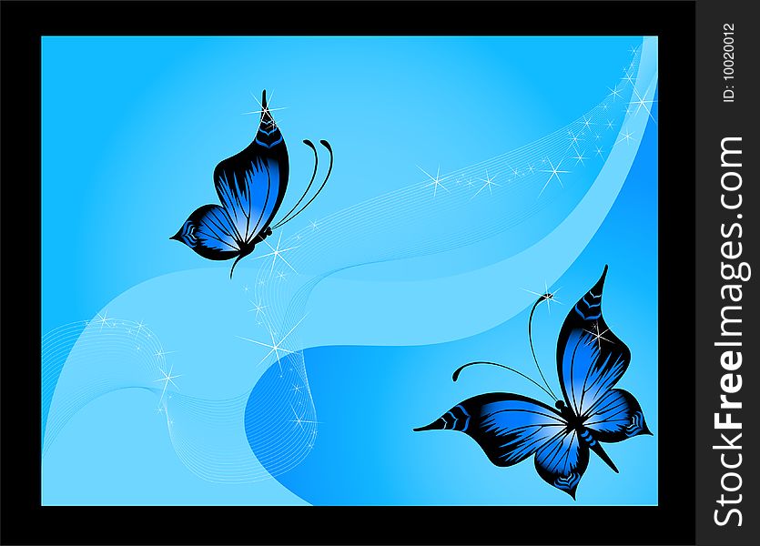 Very beautiful butterfly on a blue background