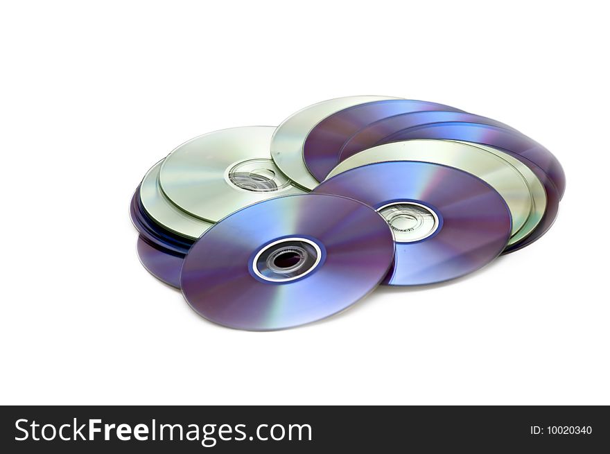 Compact discs on the white