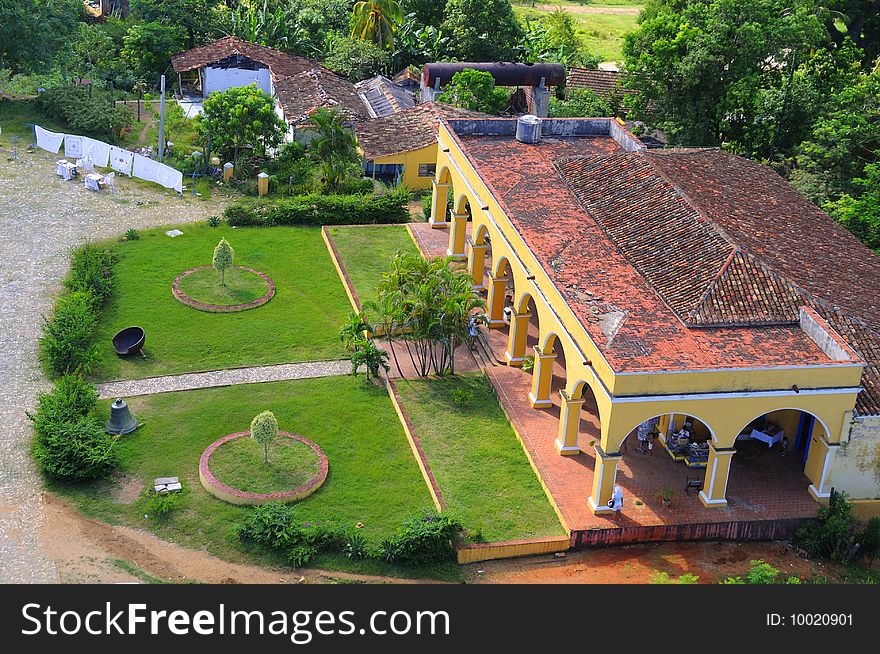 A view of tropical house in typical colonial style, trinidad, cuba