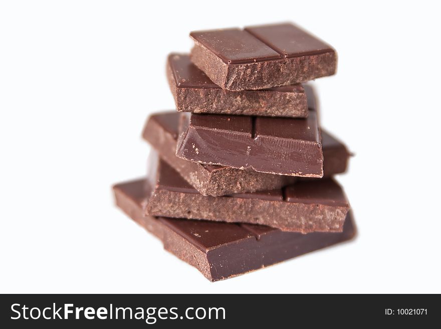 Chocolate blocks isolated on white