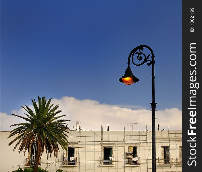 Detail of typical architecture and street lamp in Old havana, cuba. Detail of typical architecture and street lamp in Old havana, cuba