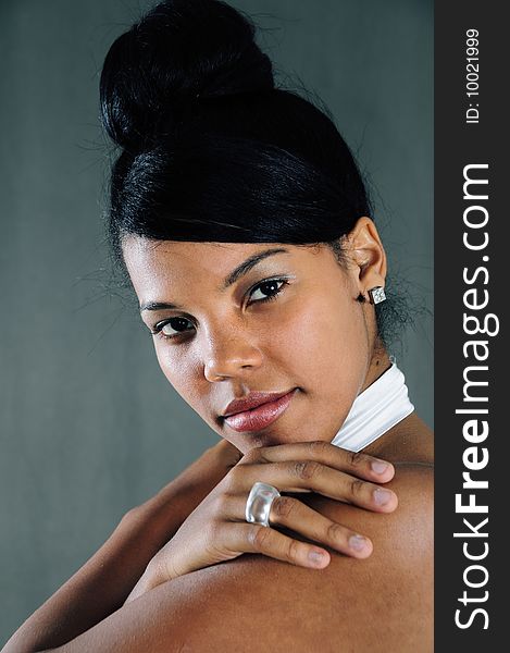 Fashion portrait of young african american female beauty. Fashion portrait of young african american female beauty