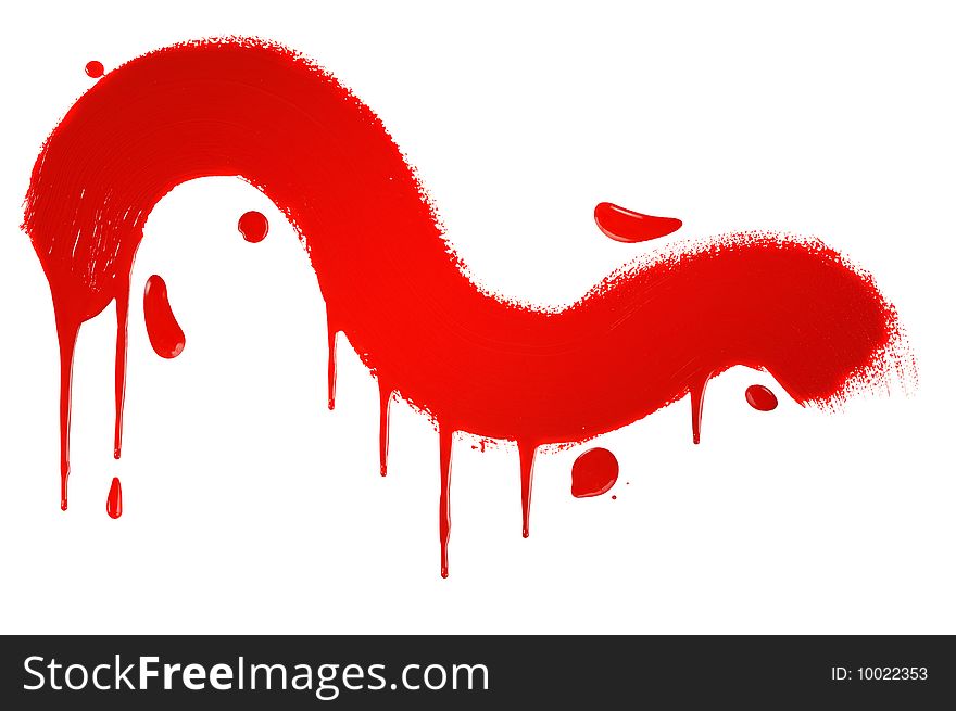 Red painted shape over white background