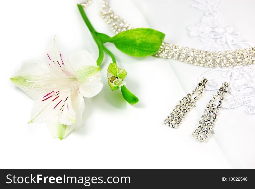 White flower and jewelry embellishment