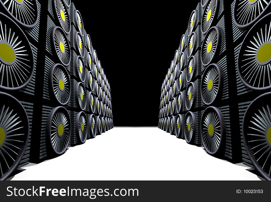 A large group or array of heat sink units. A large group or array of heat sink units