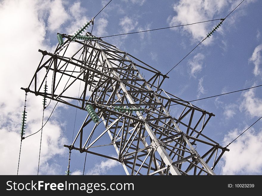 A tower of lines of electricity transmissions