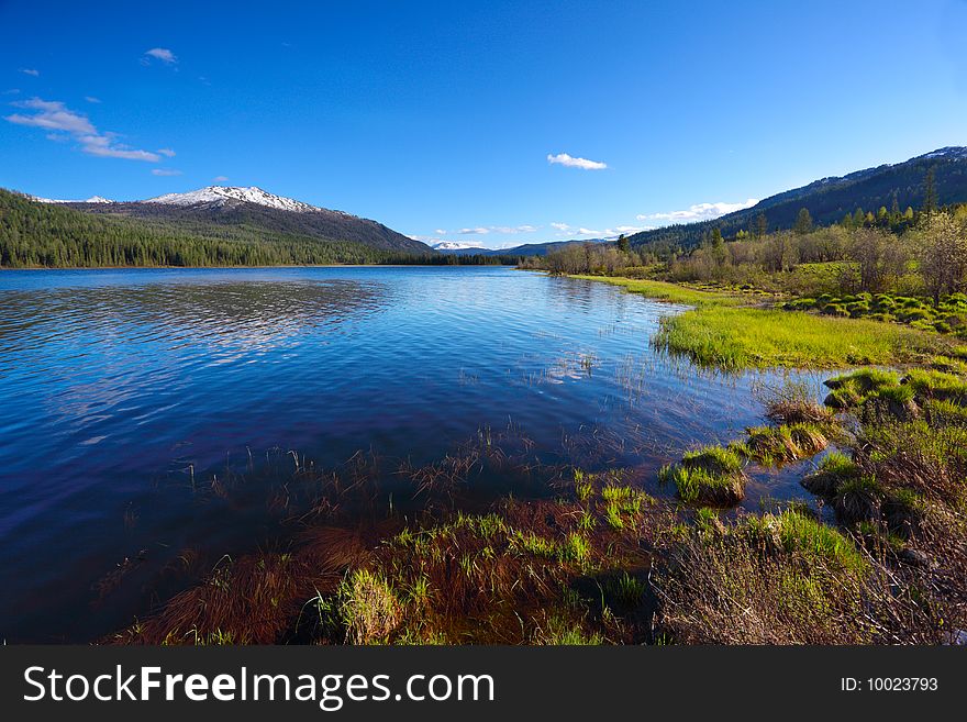 Beautiful landscape with mountain lake